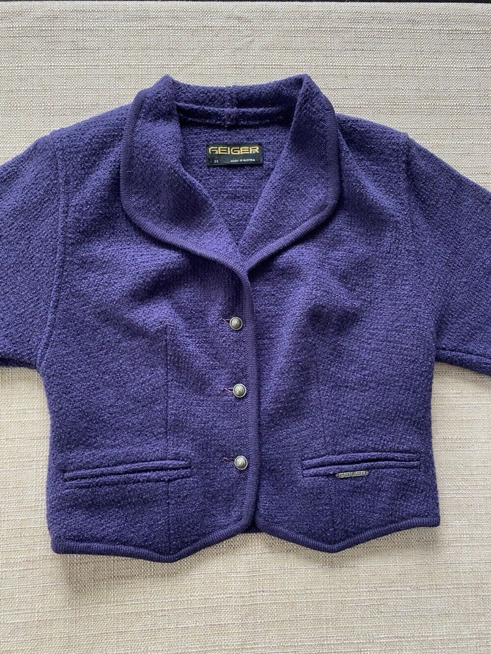 GEIGER 100% Wool Blazer Purple 35 Made in Austria US S